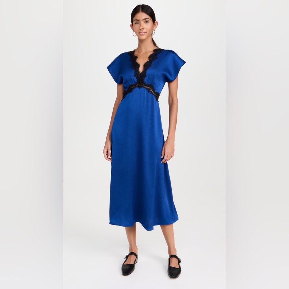 Sea NY Noa Satin V Neck Maxi Dress - size 8